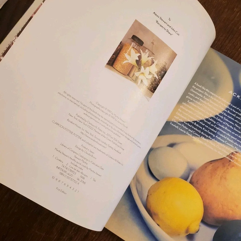 Vtg Martha Stewart's 1997 Hardcover Healthy 52 Quick Menus 175 Sensible Recipes‎
